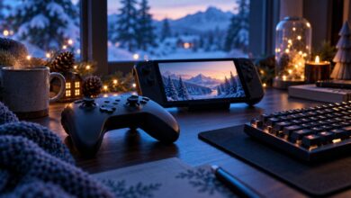 Spielcontroller, Handheld und PC-Tastatur als Symbol für Spiele-Neuerscheinungen im Dezember 2026 [Bildinhalt mit KI erstellt]
