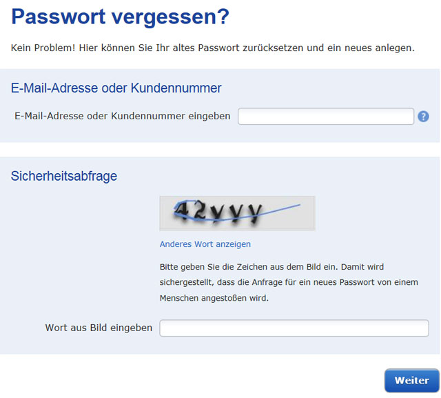Vergessen gmx mail login passwort Passwort Ã¤ndern